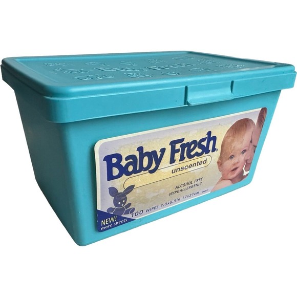 Baby Wipes Empty Container Refillable Retro Blue Vintage Nursery Baby Fresh - Picture 3 of 11